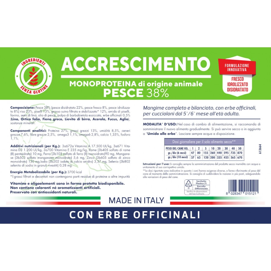 Vet Line Crocchette Cane Accrescimento - Pesce 12,5 Kg Vet Line Crocchette Cane Accrescimento - Pesce 12,5 Kg